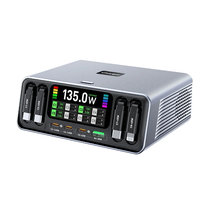 80C 8-Port 140 W Desktop Charger with Smart Display product photograph