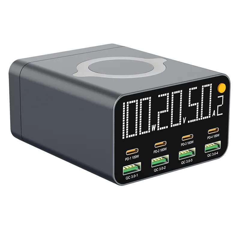M1 120 W 8-Port Desktop Charger with Wireless Pad product photograph