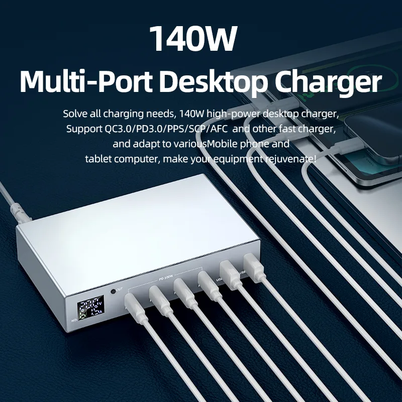 X6Q 140 W GaN Desktop Charger with Digital Display product photograph